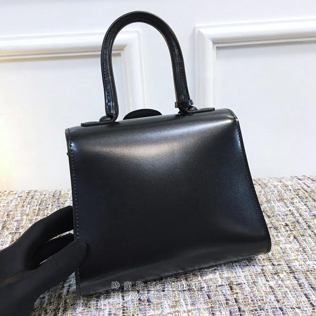 DELVAUX女包 德爾沃Brillant經典款 進口box牛皮 德爾沃女手提包 DV0020黑銀 大號Delvaux單肩包  fcs1125